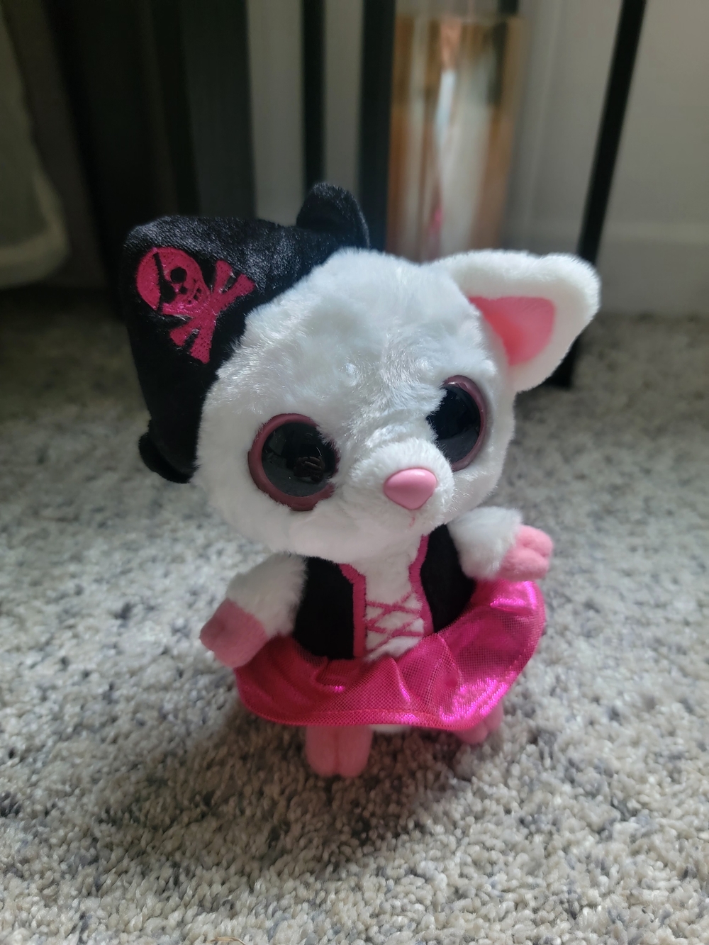Plush White and Pink Pirate Kitty Stuffed Animal - Aurora Plush